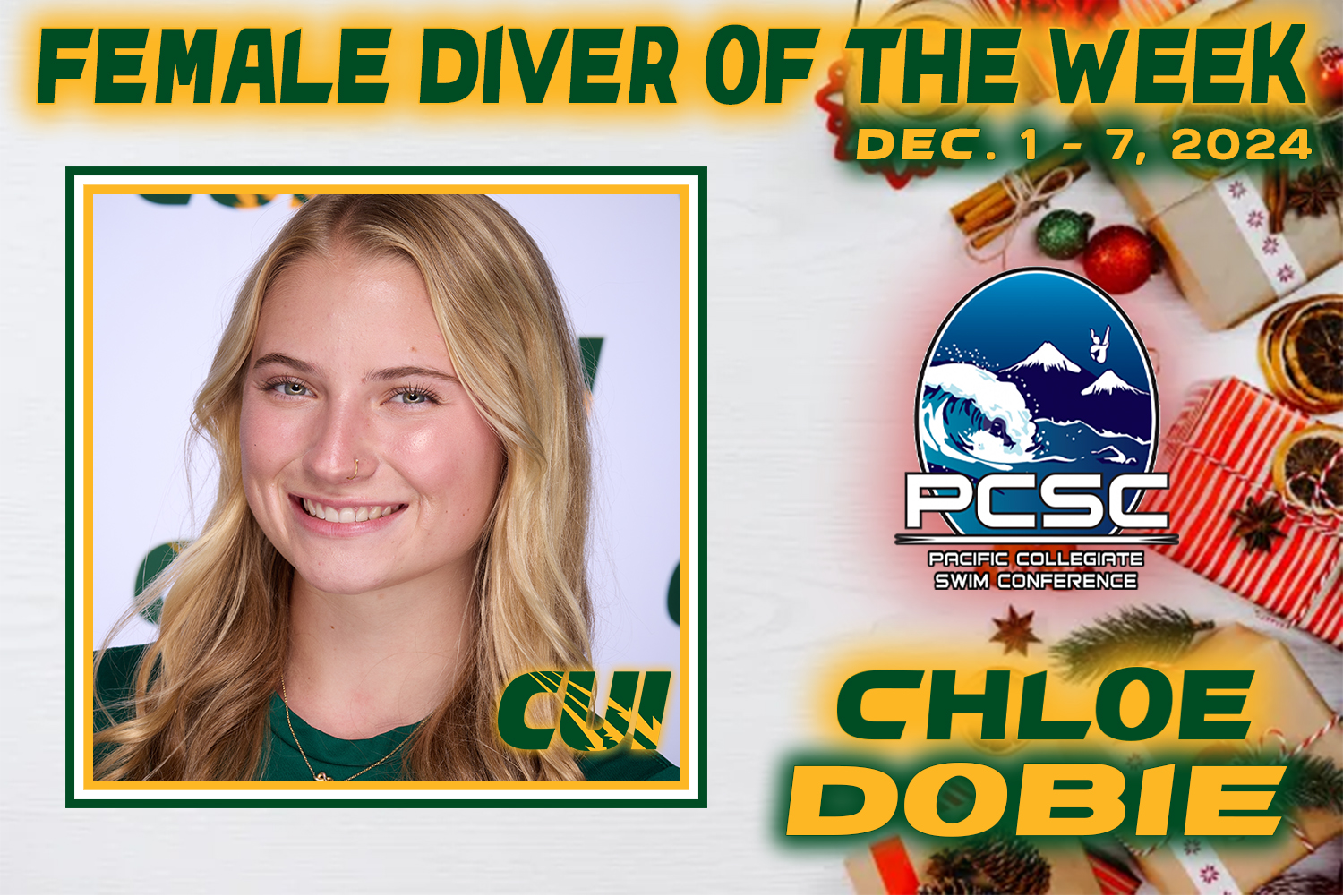 Female Diver of the Week Dec. 1 - 7, 2024