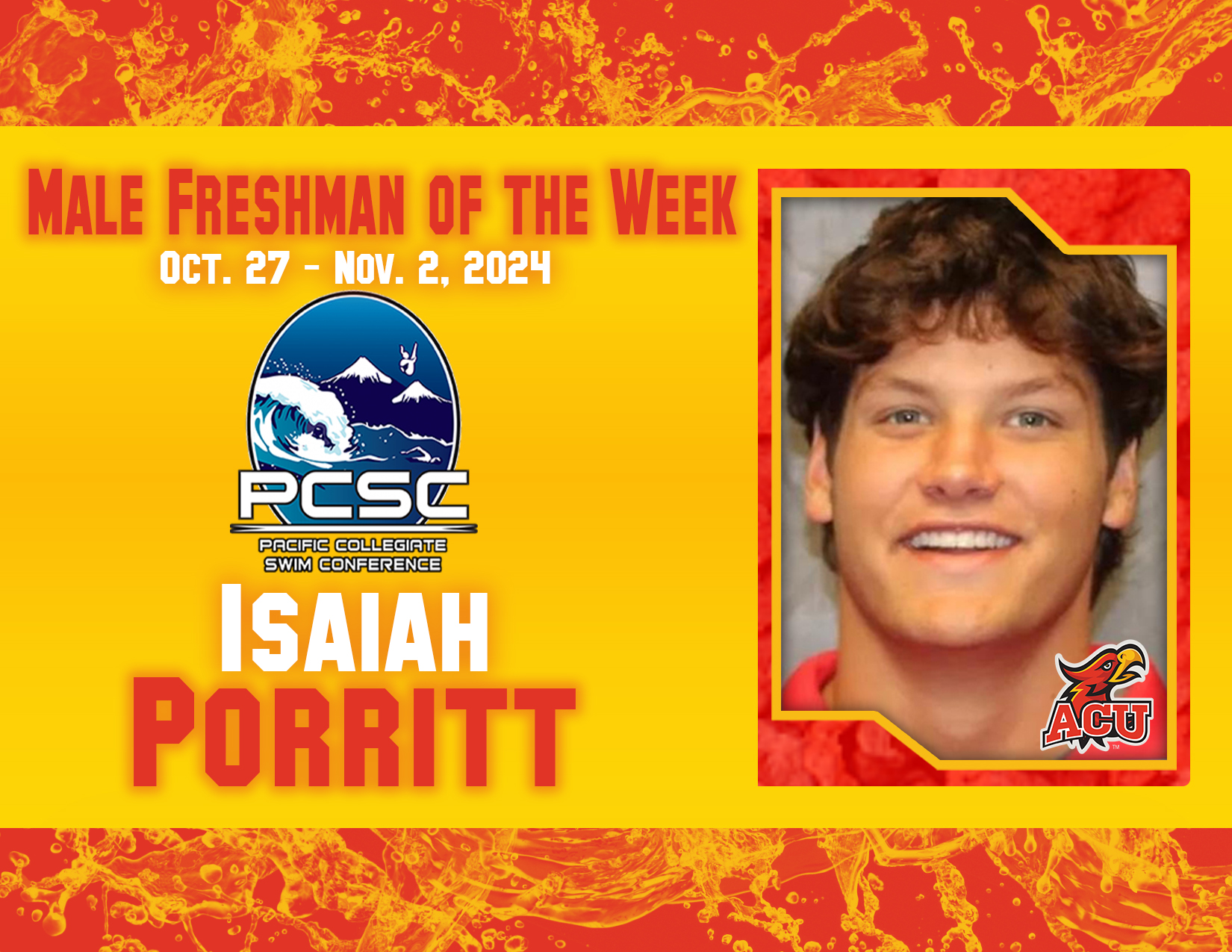Male Freshman of the Week Oct. 27 - Nov. 2, 2024