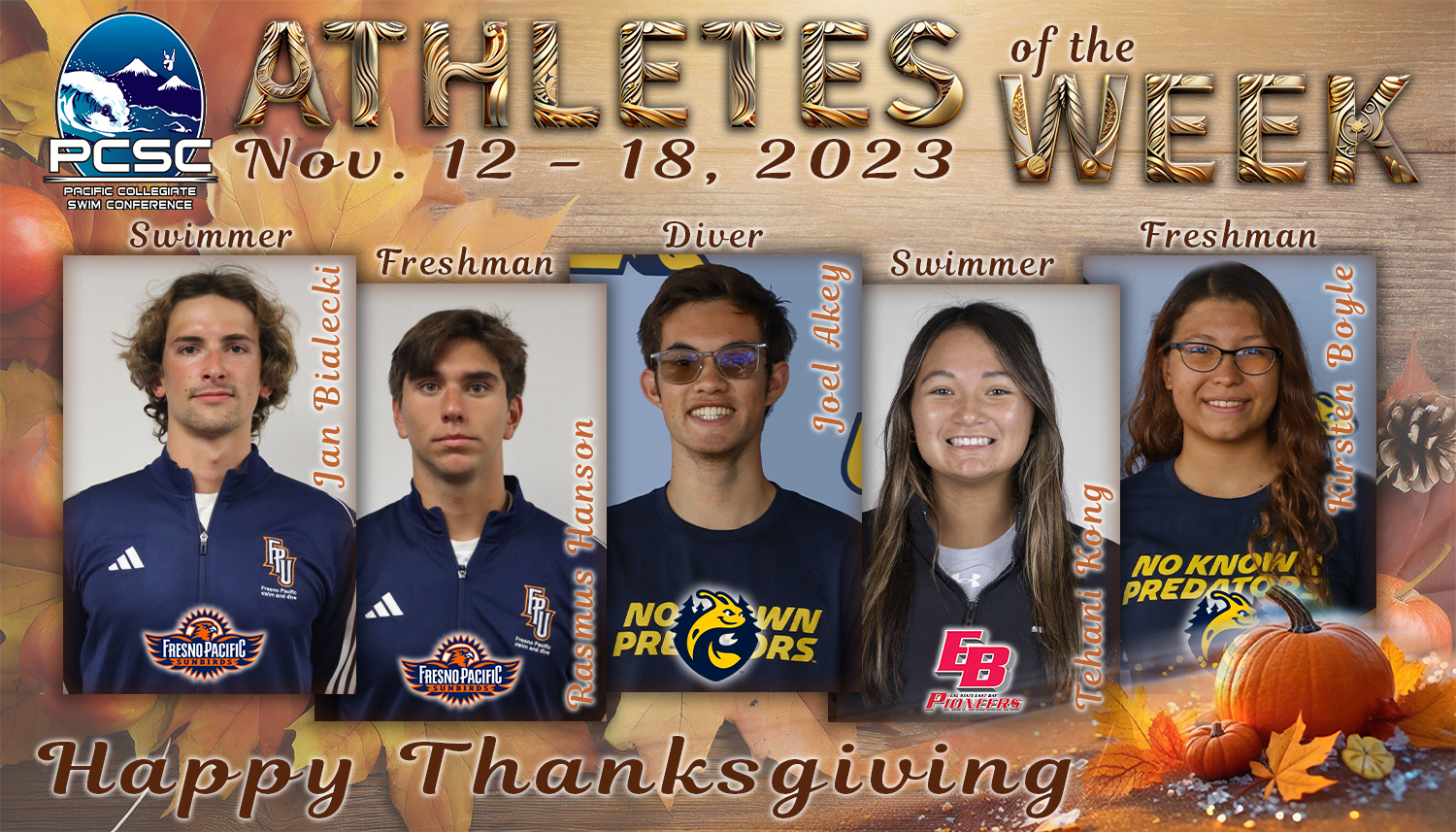 Athletes of the Week Nov. 12 - 18, 2023