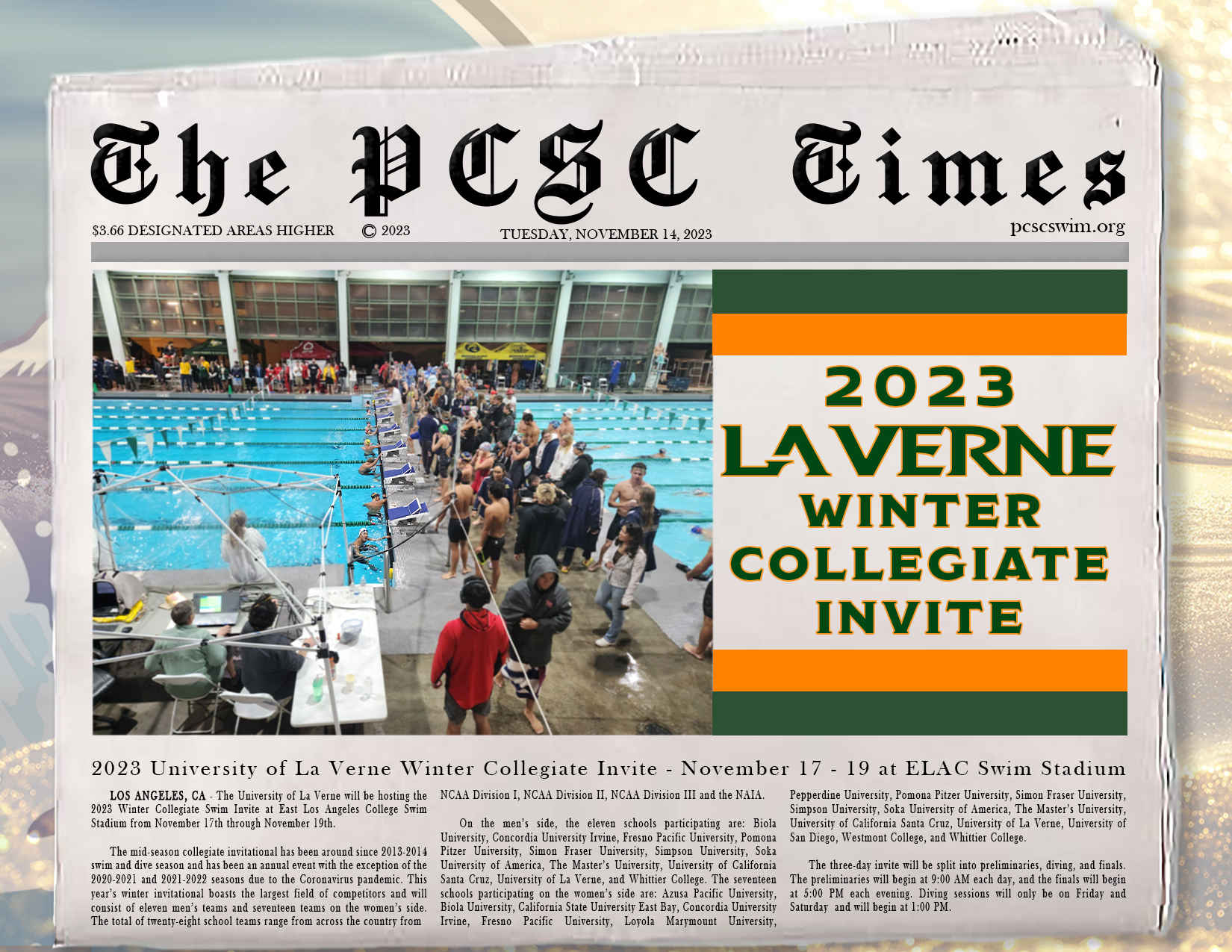 2023 La Verne Winter Collegiate Invite Nov. 17 - 19, 2023